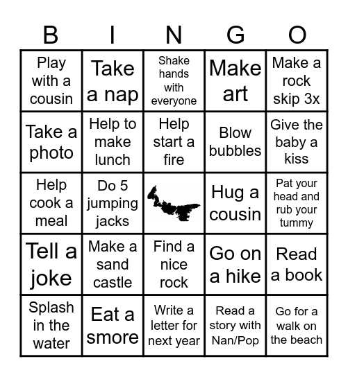 PEI - Kids Bingo Card