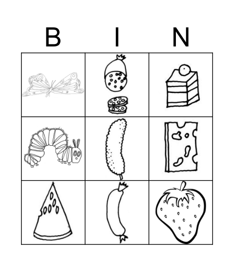 The Very Hungry Caterpillar Bingo Card