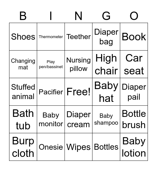 Gift Bingo Card