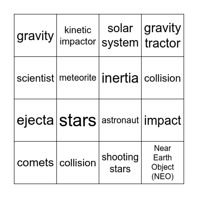 Asteroid Hunters Bingo Card