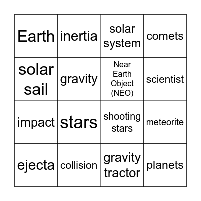 Asteroid Hunters Bingo Card