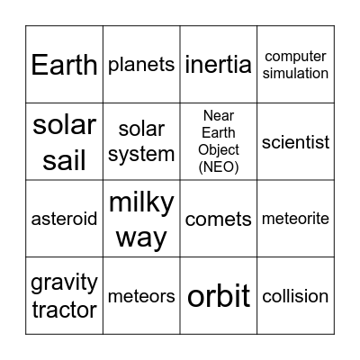 Asteroid Hunters Bingo Card