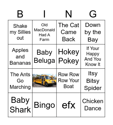 Nursey Rhymes Bingo Card