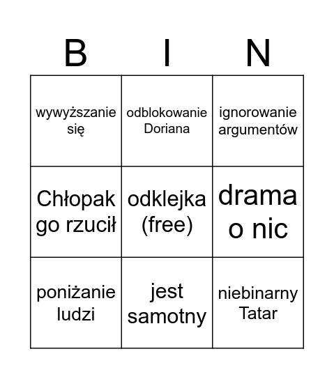 Tatar comeback Bingo Card