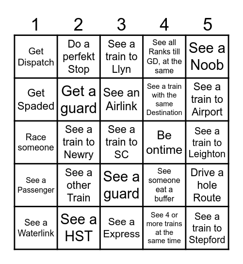 SCR Bingo Card