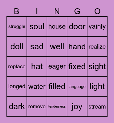 Vocabulary Words Bingo Card