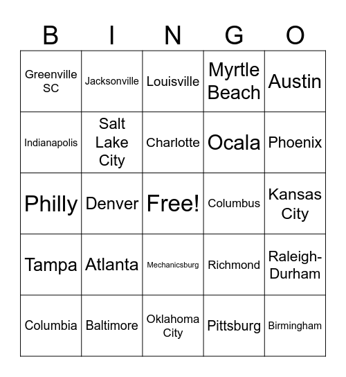 WSH Bingo Card