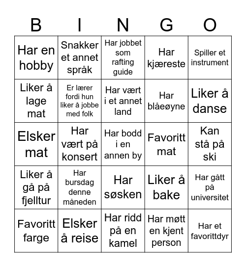 Bli kjent med Ann-Jeanett Bingo Card