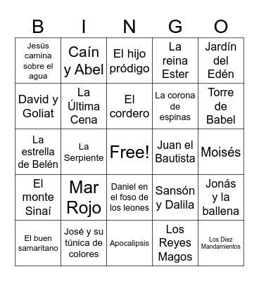 Historias Biblicas Bingo Card