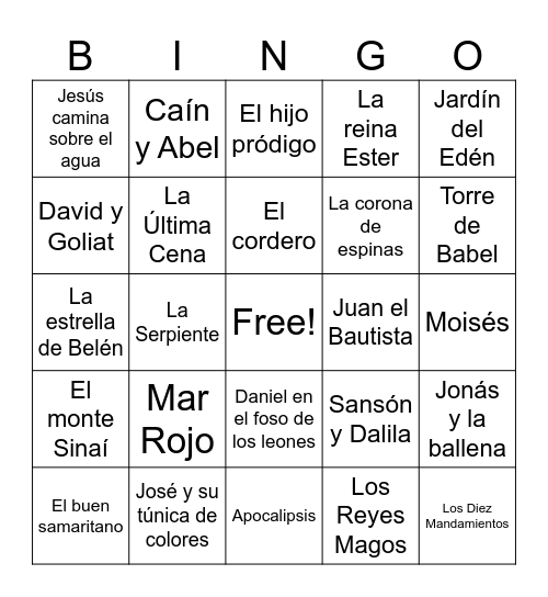 Historias Biblicas Bingo Card