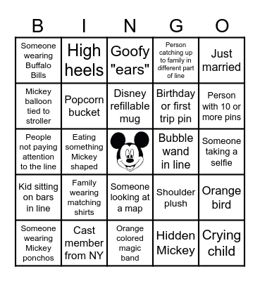 Disney Line Bingo Card