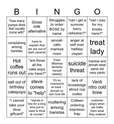 barnes and noble cafe bingo Card