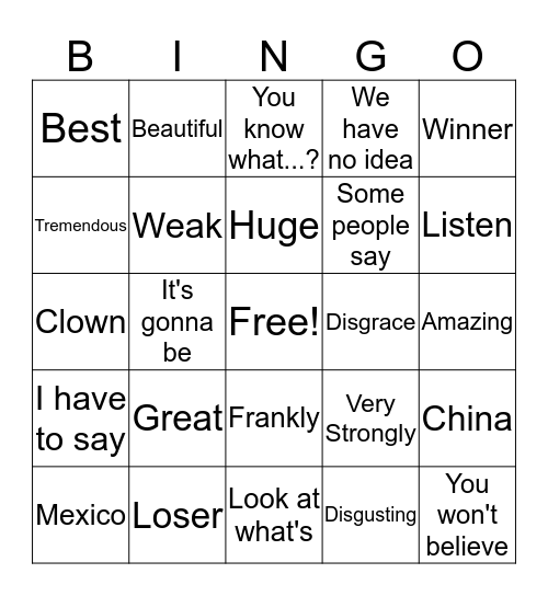 Trump Bingo Card