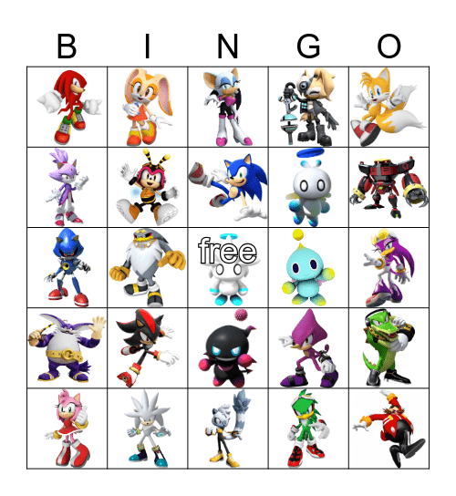 Sonic Bingo Card