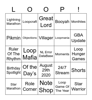 Laura [Round 1] Nintendo Loop Bingo Card