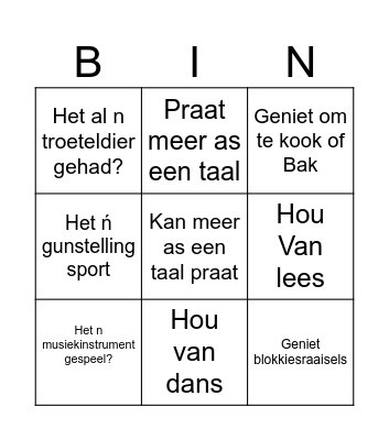 Bingo! :) Bingo Card