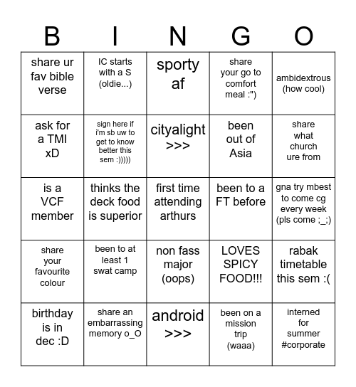arthurs bingo >:) Bingo Card