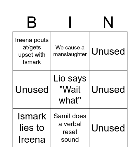 18-8-2024 Session bingo Card
