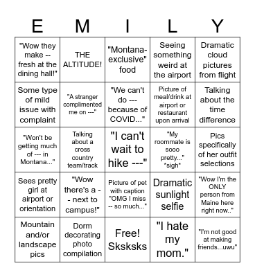 Montana Bingo r/notlikeothergirls Bingo Card