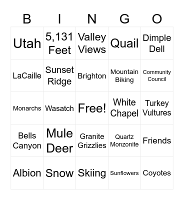 GRANITE Bingo Card