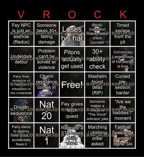 Sunforged Episode 38: Can You Smell What the Vrock is Cookin'? Bingo Card