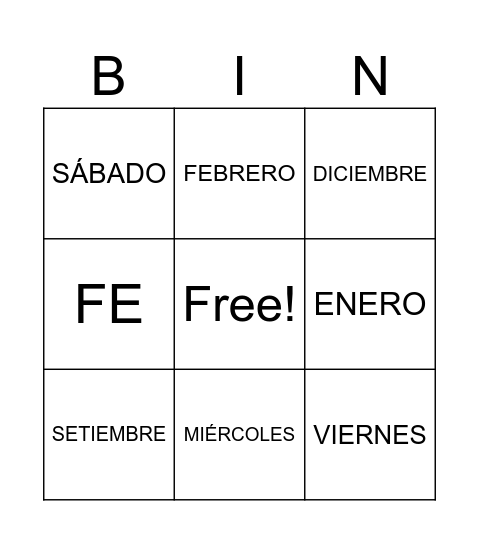 BINGO Card