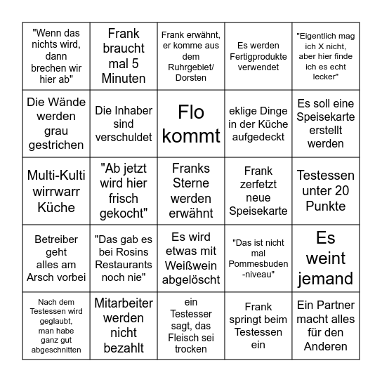 Rosins Bingo Card