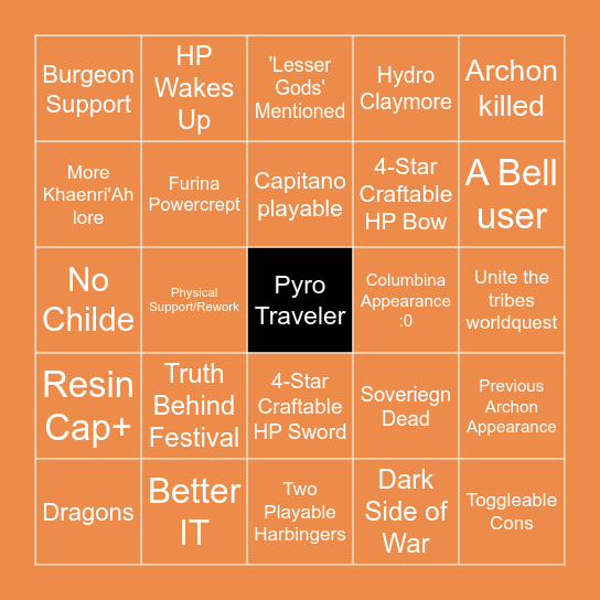 Natlan Bingo Card