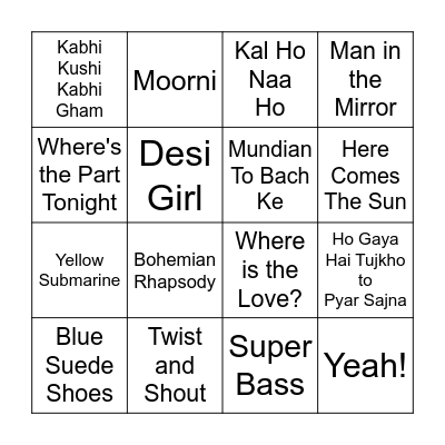 Musical Bingo Card