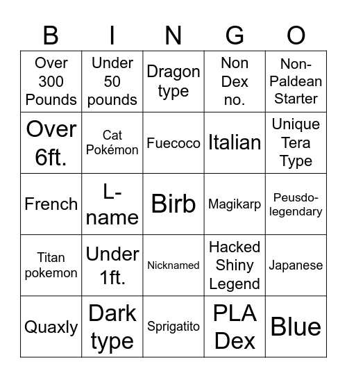 Untitled Bingo Card