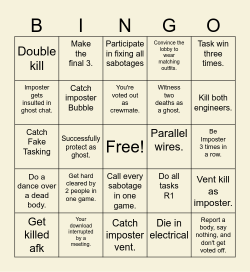 LIVVI Bingo Card