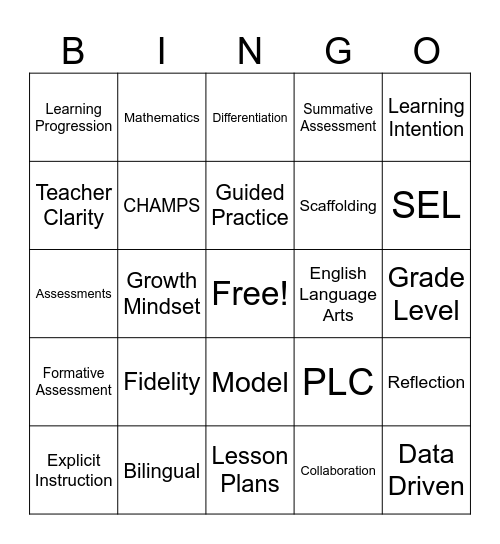 Education Bingo Card