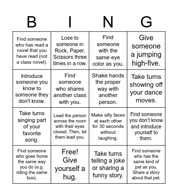 Interactive Human Bingo Card