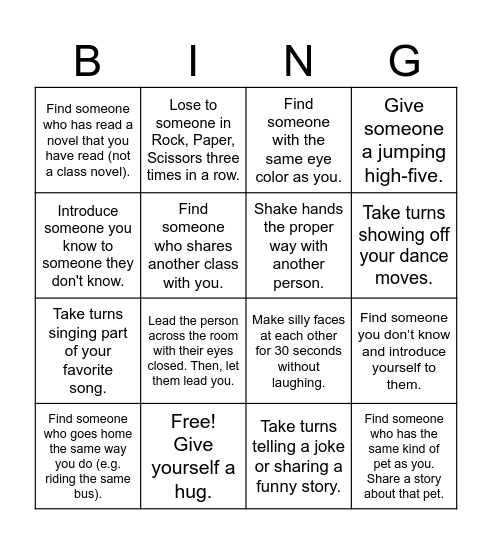 Interactive Human Bingo Card