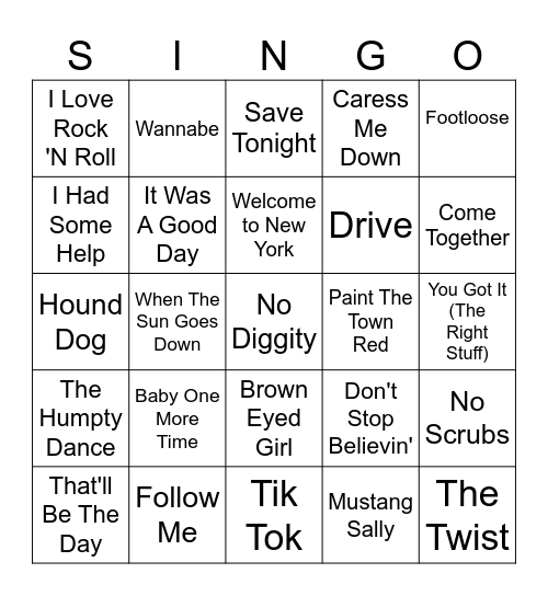 Music Bingo Card