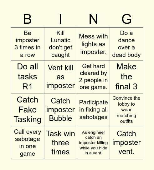 1 Bingo Card