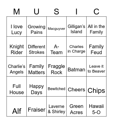 TV Shows Bingo Card