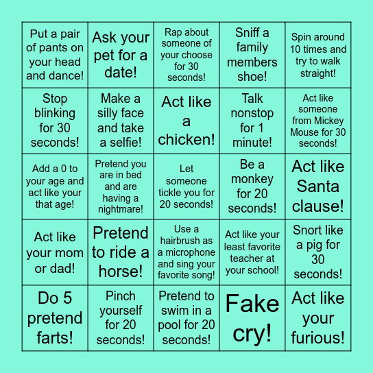 Dare bingo! Bingo Card