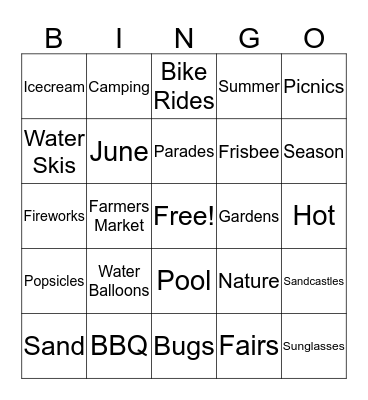 Summer BINGO Card