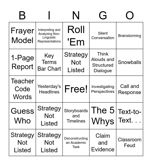 Resources! (So. Many. Resources.) Bingo Card