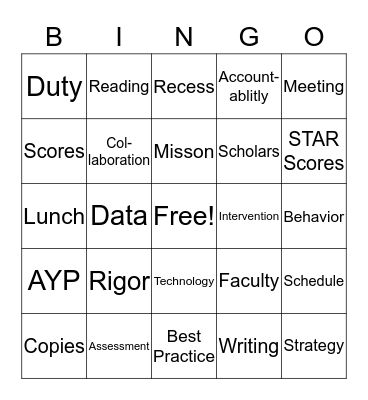 Welcome Back!  Bingo Card