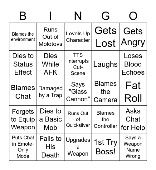 DrClawMD's Bloodborne Bingo Card