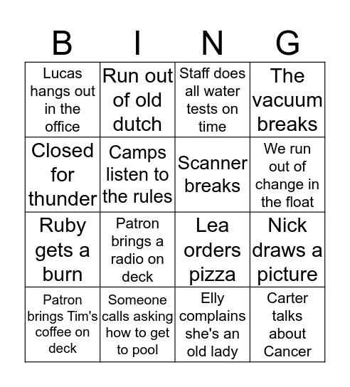 Win BINGO Get TIMBITS (July 11-15) Bingo Card