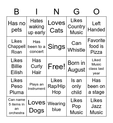 Find Someone Who.... BINGO! Bingo Card