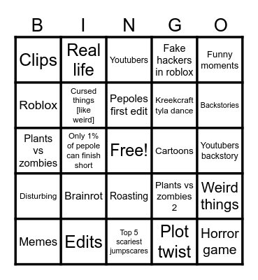 Yt shorts Bingo Card