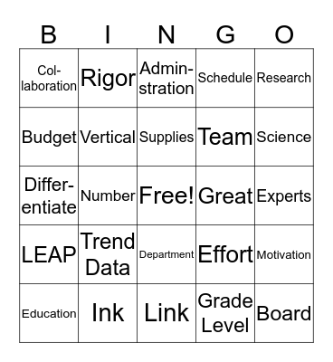 Welcome Back!  Bingo Card