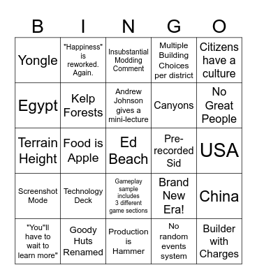 Untitled Bingo Card