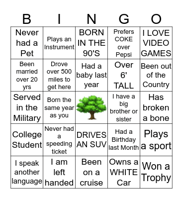 BRYANT FAMILY  BINGO Card