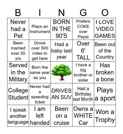 BRYANT FAMILY  BINGO Card