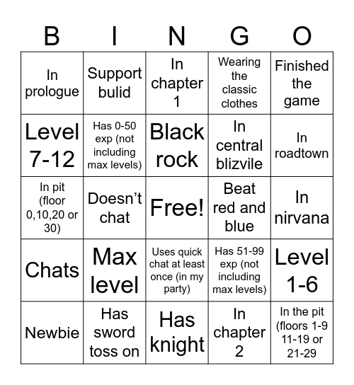 Blocktales bingo Card